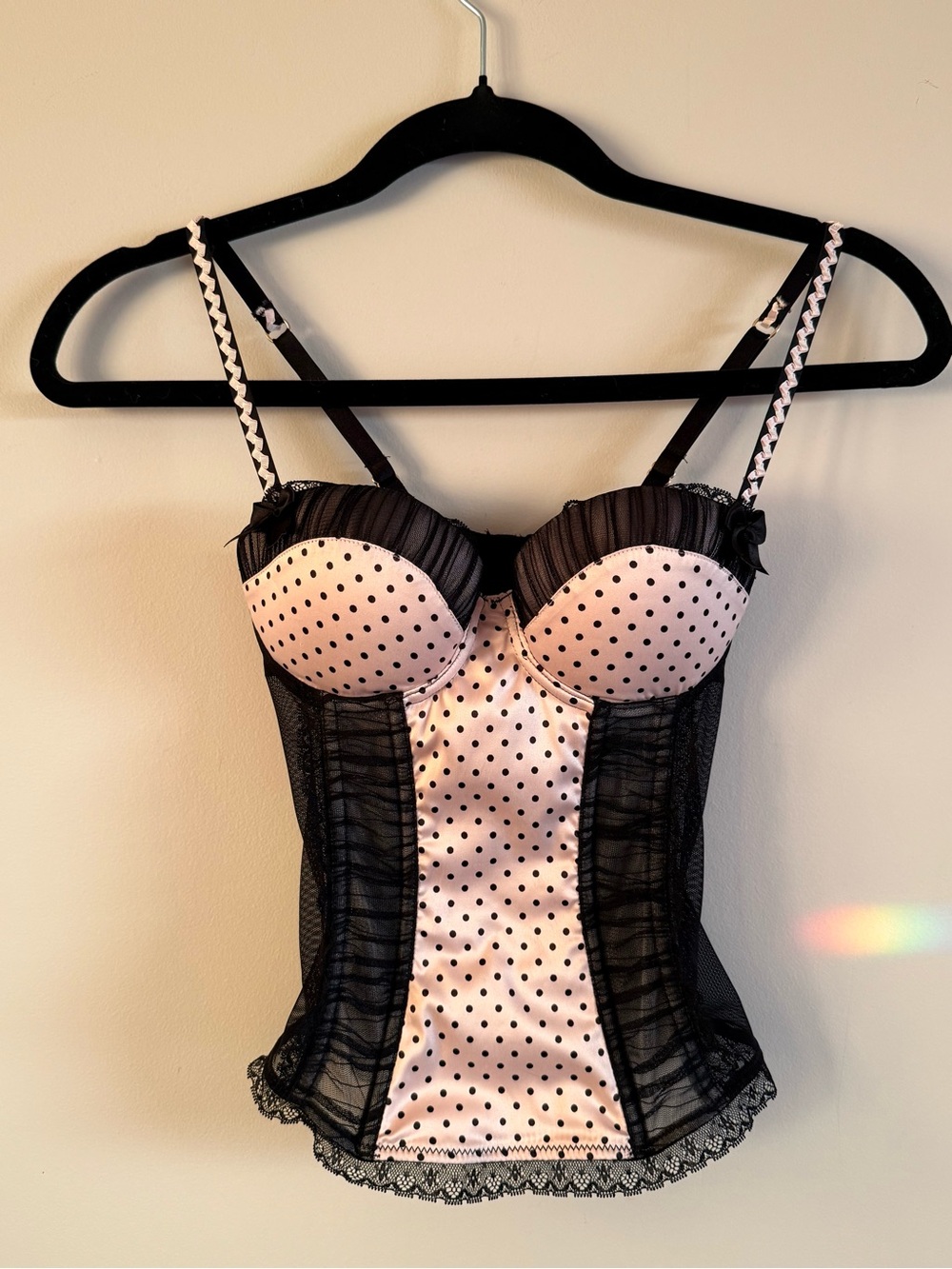 Vintage Y2K La Senza Polka Dot Corset Bustier Coquette Lingerie S